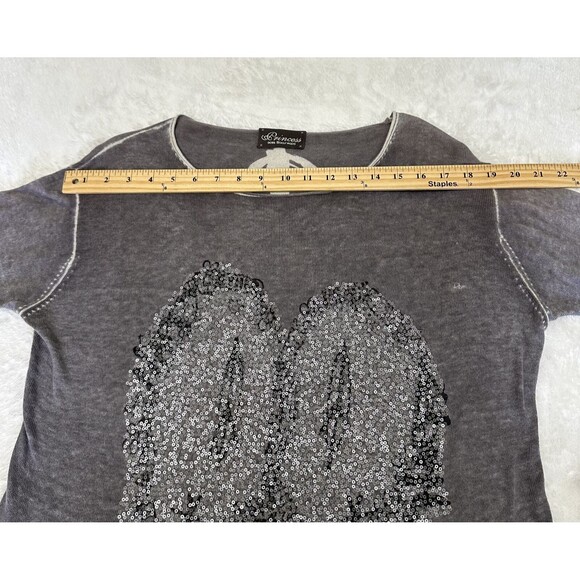 Princess Goes Hollywood Cotton/Cashmere Taupe Sequined Hearts Sweater Sz 8/38 - Picture 7 of 12